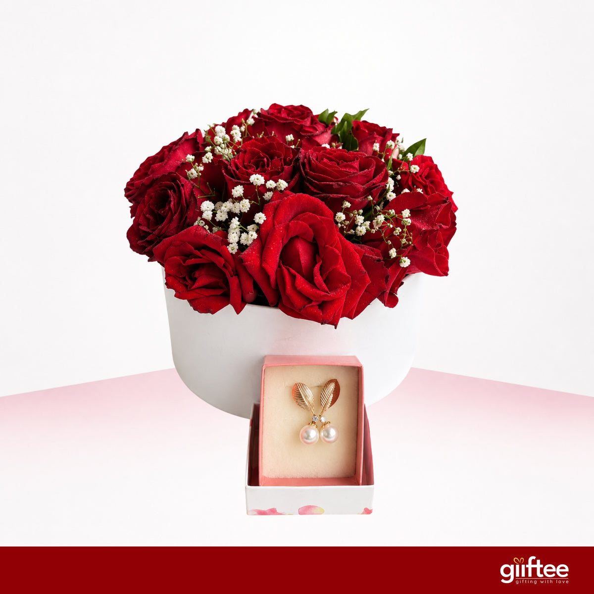 Red Rose & Pearl Gift Set